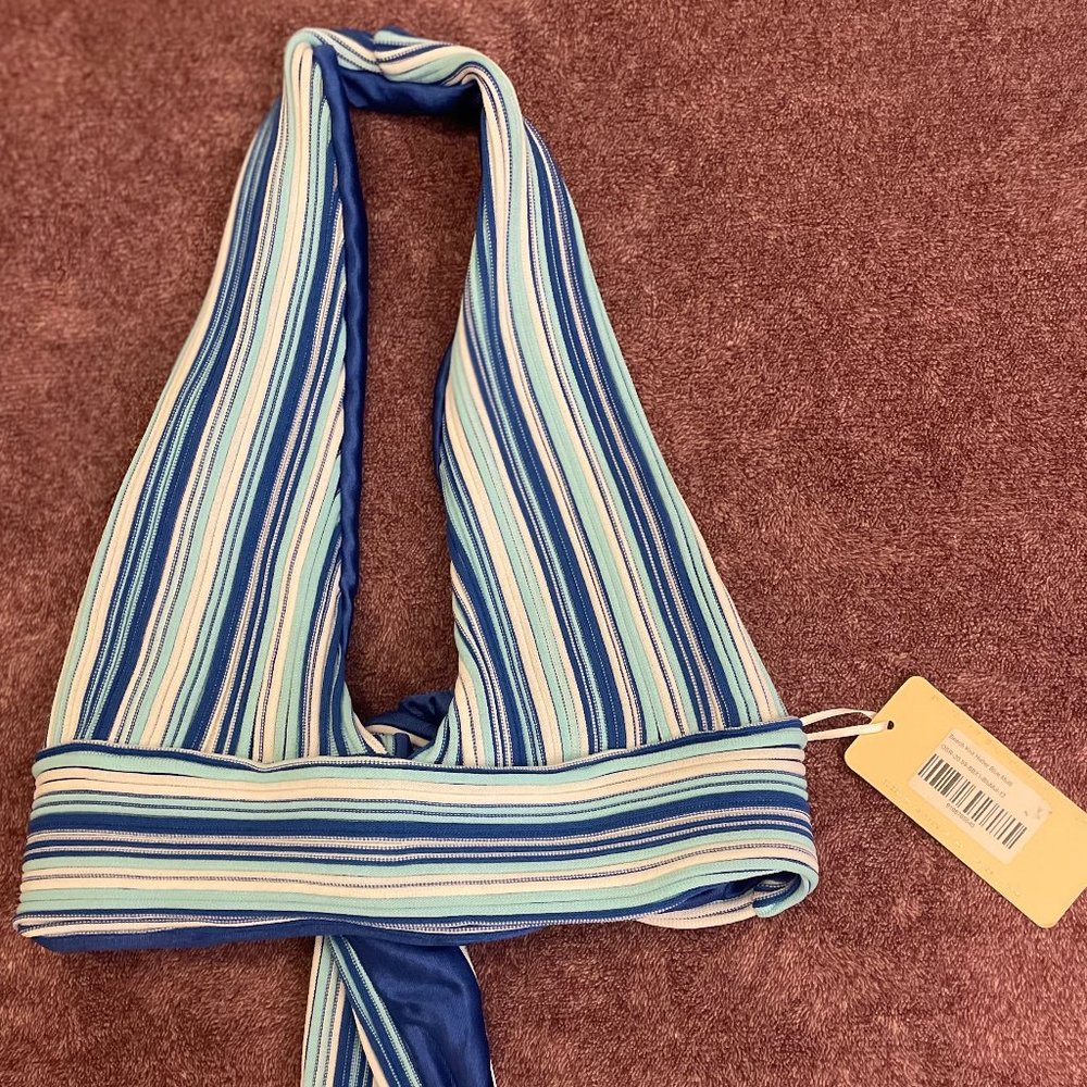 Beginning Boutique Beach knit halter blue size 12